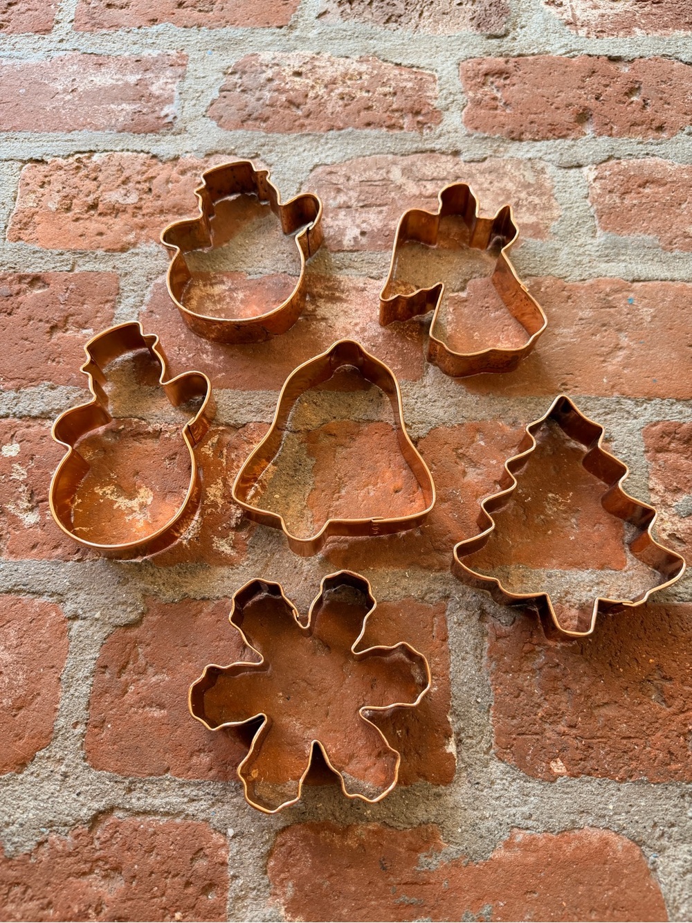 6 Piece vintage Festive Winter Holiday Copper Cookie Cutters by World Market. - Picture 1 of 16